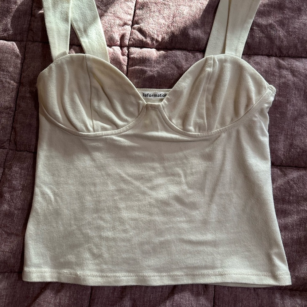 Reformation XS Bustier-Style Top in Cream/White